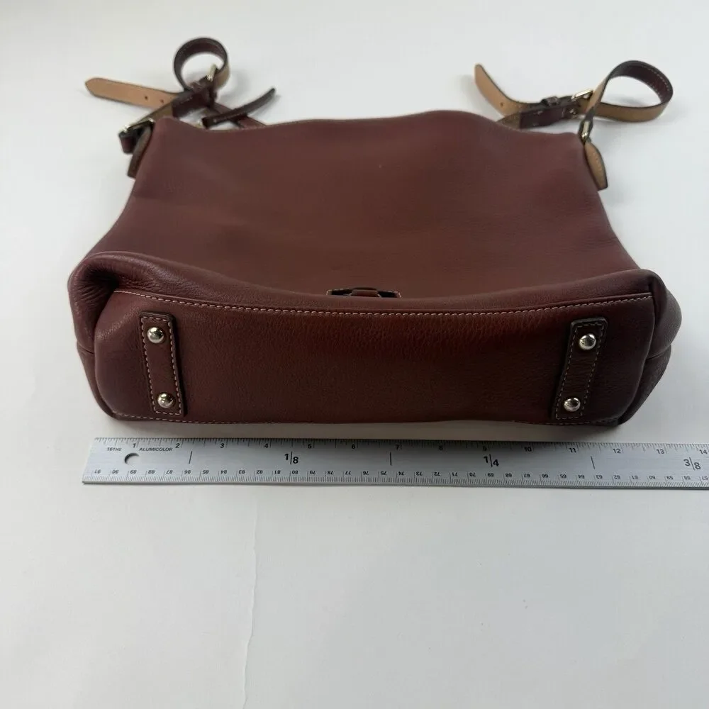 Dooney & Bourke Pebble Leather Large East/West Sac Cognac Brown Slouchy Hobo